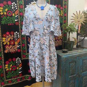 Blue BOOHOO tea cape dress